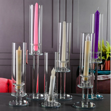 欧式玻璃水晶烛台配件婚礼造型浪漫晚餐简约蜡烛台现代婚庆装饰