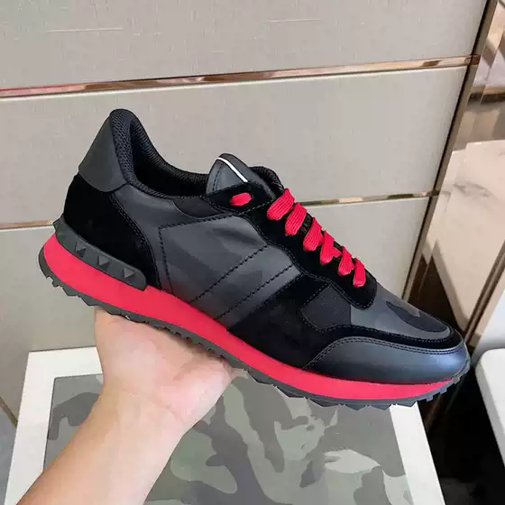 European Station Spring Camouflage sneaker Men's Lace-up Colorblock Casual Breathable Genuine Leather Men's Increased Thick Bottom Running