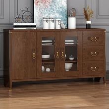 新中式实木餐边柜高柜一体餐厅厨房客厅茶柜家用多层多功能储物柜