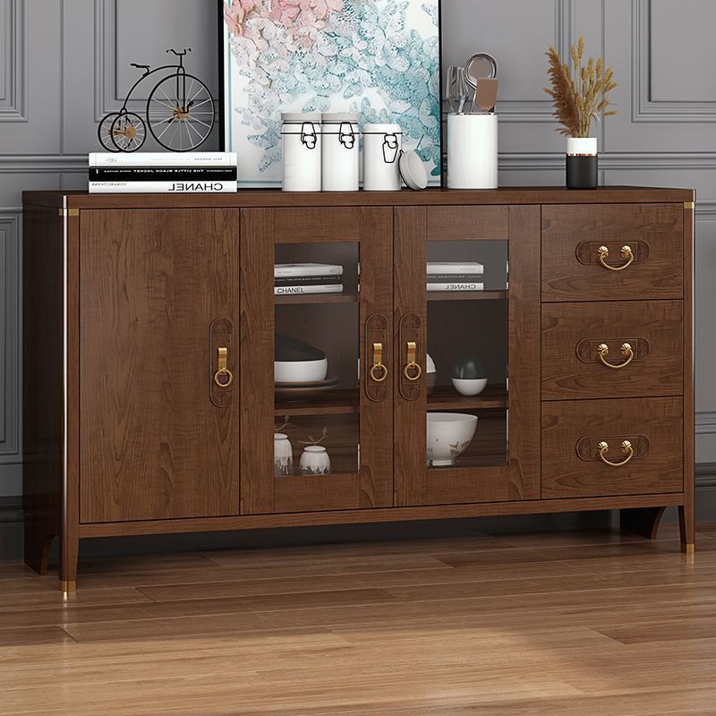 新中式实木餐边柜高柜一体餐厅厨房客厅茶柜家用多层多功能储物柜