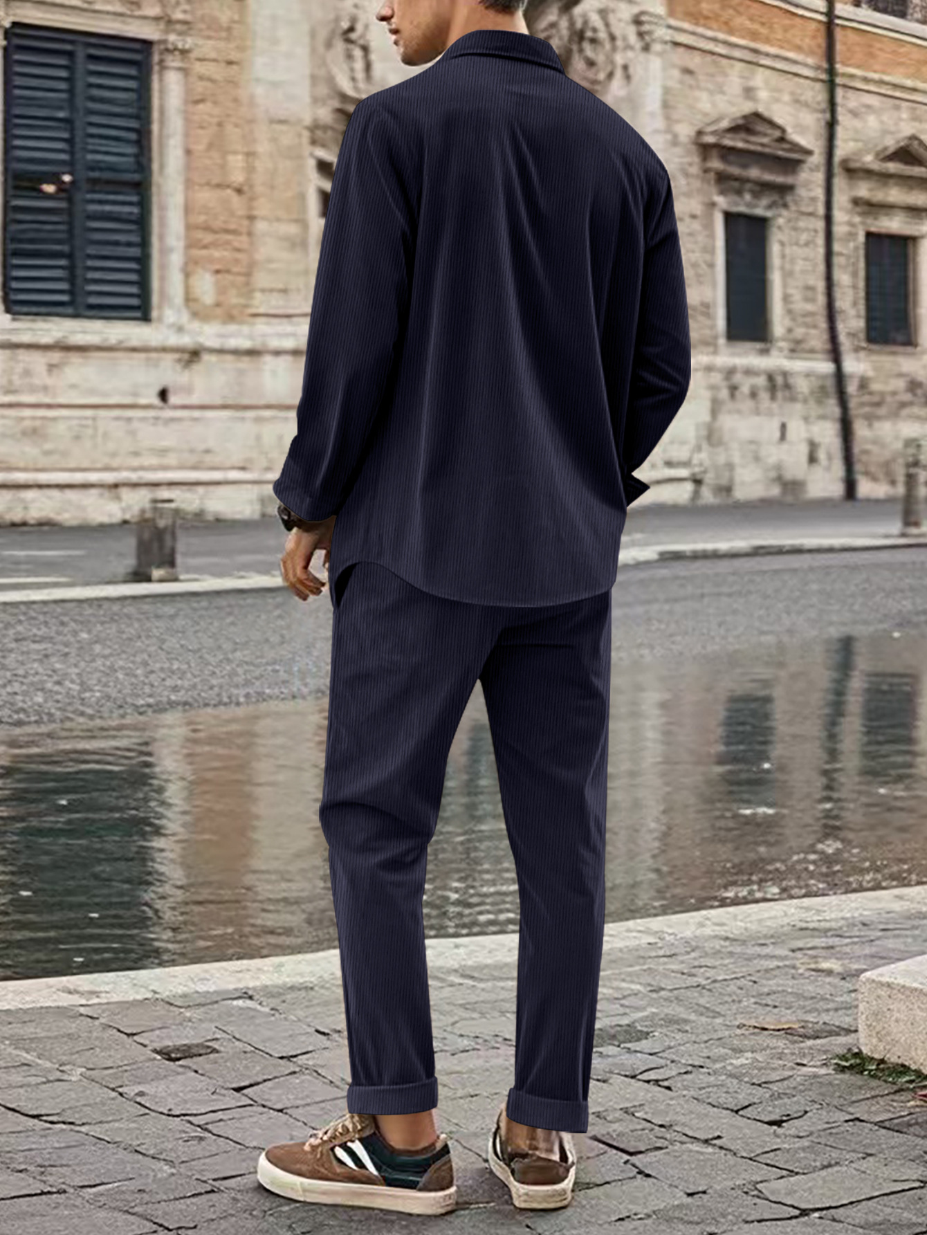 Herren Freizeit Set Aus Hemd Und Hose Aus Baumwolle Für Alltag_voghion.com