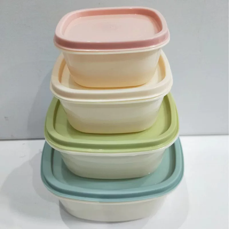 Коробка холодильника для хранения продуктов, пластиковый ящик для фруктов, квадратный герметичный контейнер с крышкой, набор из четырех единиц оптовая поставка