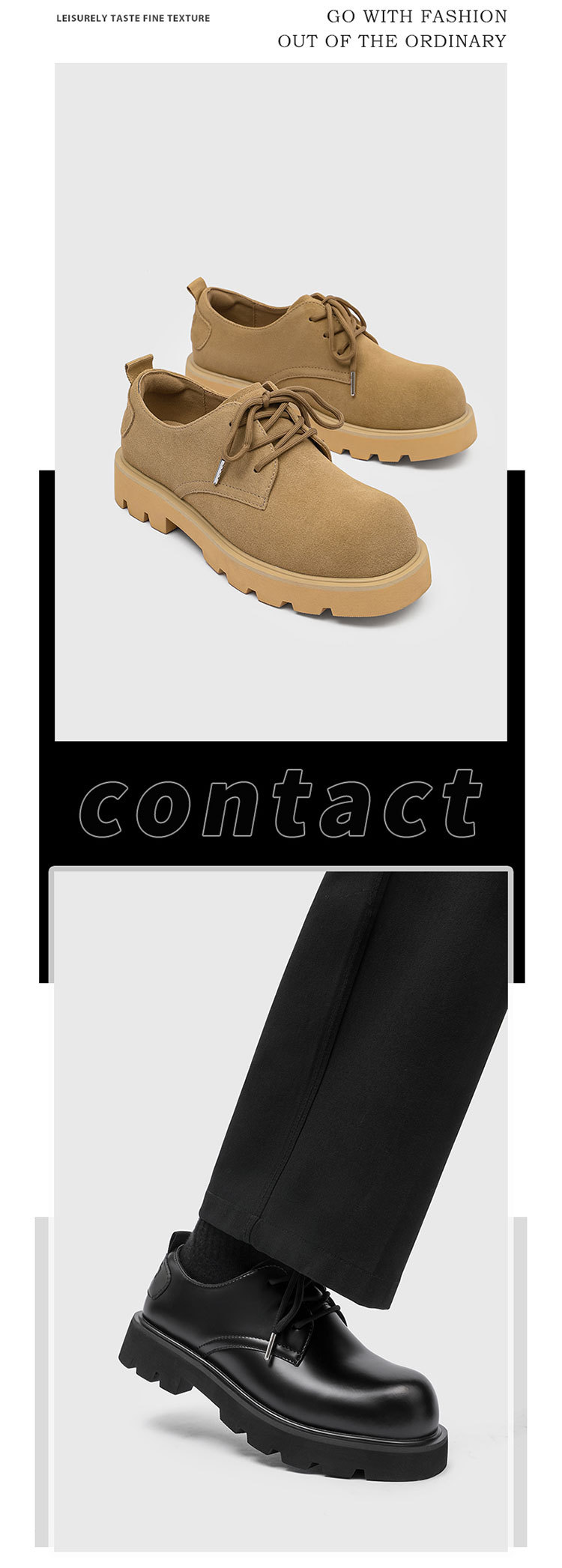 ShoeVault Derby Cow Suede Genuine Leather Toe Thick Low Top Big Yellow Boots Soft Bottom Non-Slip Fashion Men Shoes Trendy_voghion.com