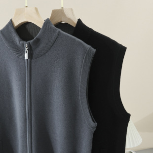 New Men's Machine-Washable Wool Vest, High-End Business Elegant Gentleman Du High-End Custom Four-Way Fine-Spun Woolen Vest