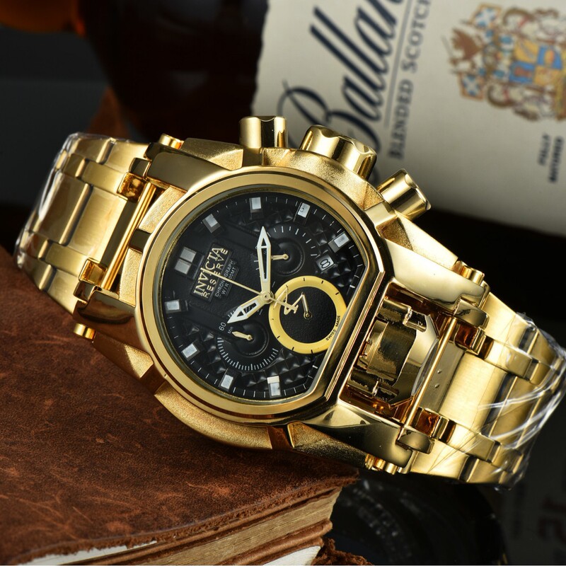 Cross-Border Best-Selling Invicta Quartz Full-Function Six-Pin Large Dial Men's Fashion Steel Band Watch