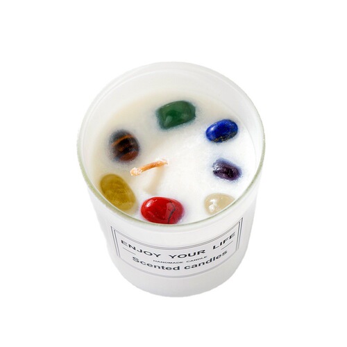 Cross-border hot selling natural crystal rough stone scented candle soy wax smokeless candle gift box Christmas souvenir gift