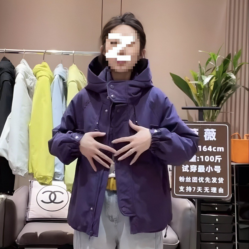 2025春秋新款短外套连帽宽松冲锋衣女款夹克薄款休闲风衣棒球服潮|undefined