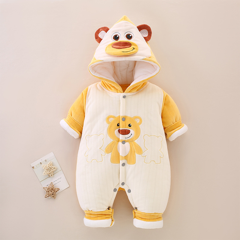 Otoño e invierno ropa de bebé algodón y engrosamiento cálido 260g mono recién nacido masculino y femenino ropa de bebé mameluco