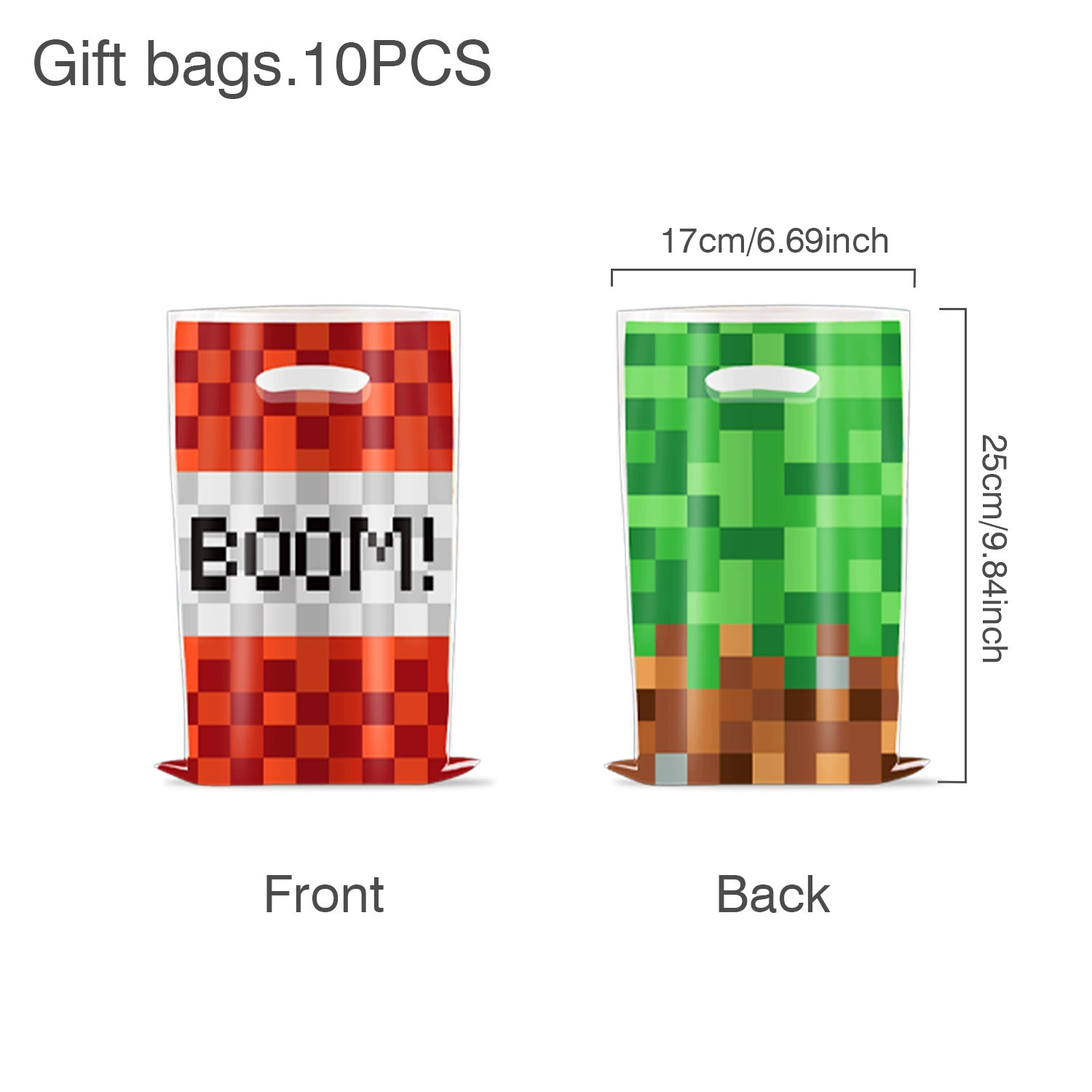 Party decorations set, Minecraft style, plates cups utensils balloons banner, packs 10–20 pcs