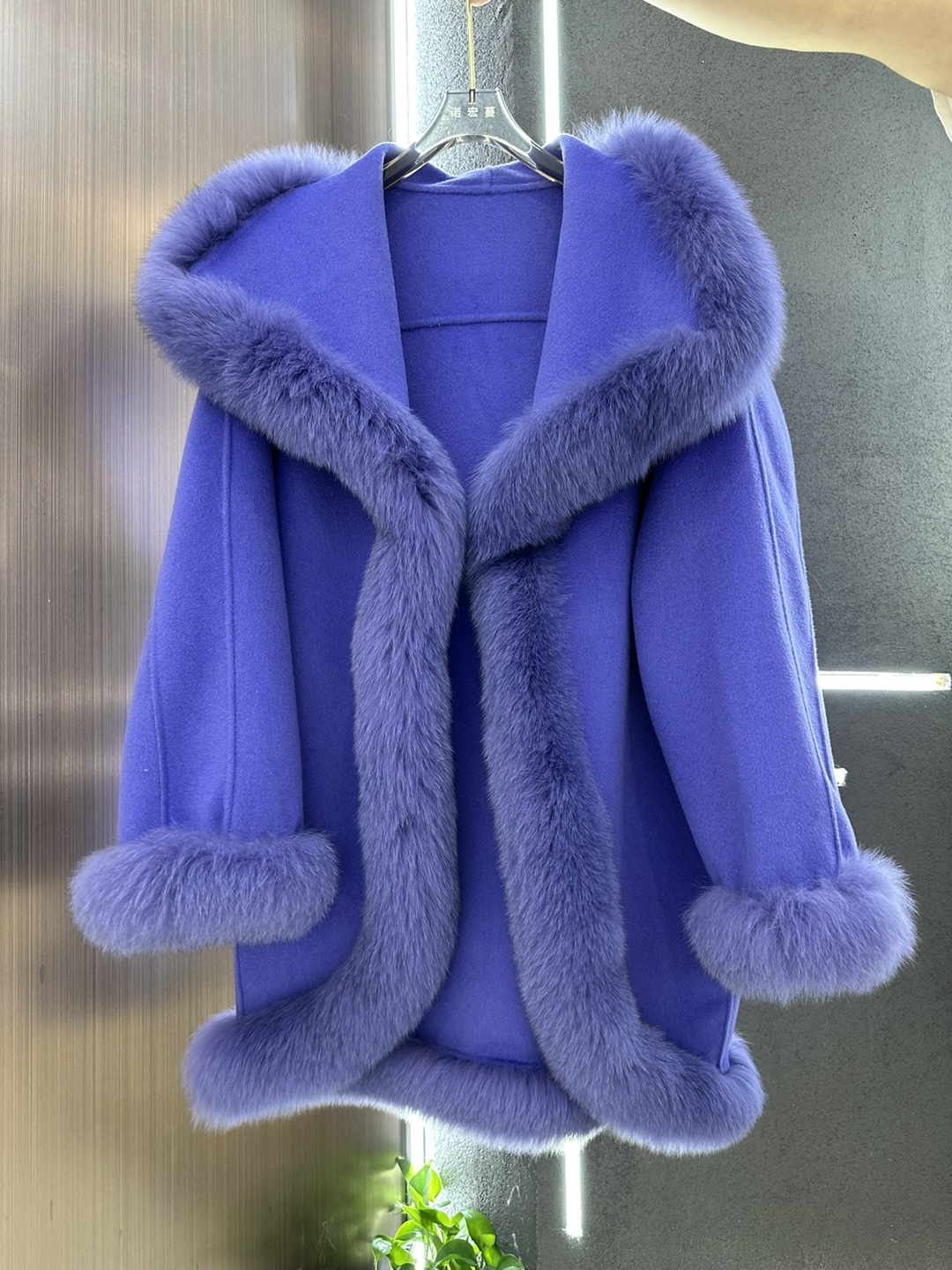 冬季新款狐狸毛羊毛大衣双面尼中长款外套女时尚轻奢大翻领宽松
