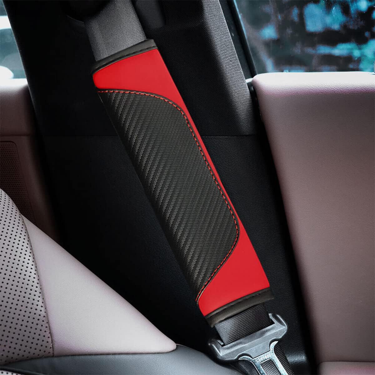 Popular Amazon seatbelt shoulder pad, carbon fiber shoulder protector, breathable leather, soft and safe, wholesale