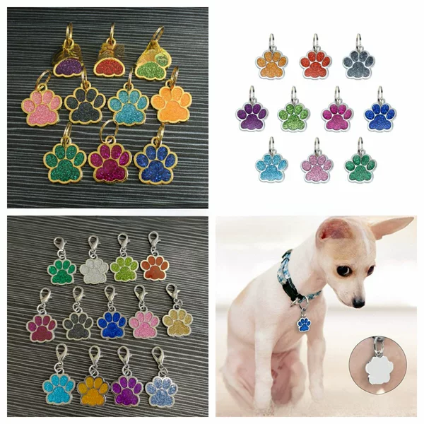 DIY jewelry accessories (25*27mm) bright powder dog footprints pet dog tag pendant accessories