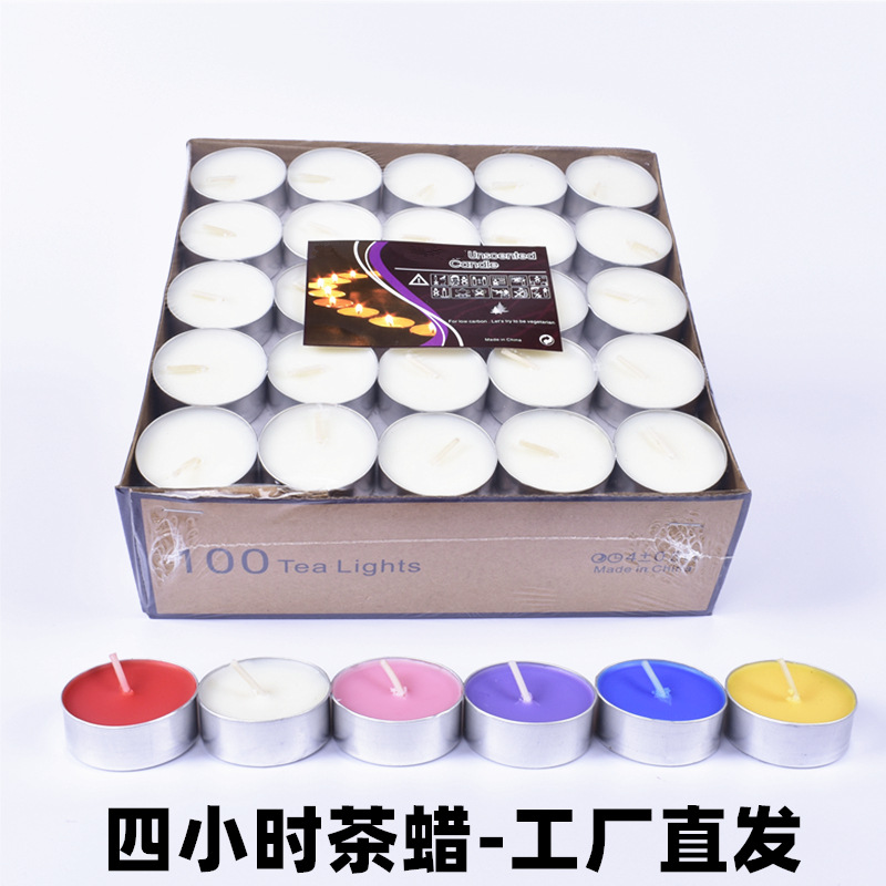 Té libre de humo cera 4 horas 100 unids preservación del calor calefacción té aromaterapia pequeña vela Hotel KTV placa redonda calefacción