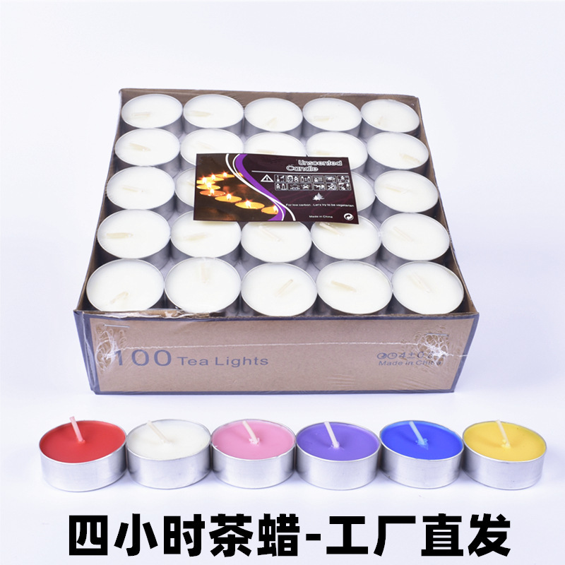 Smoke-free tea wax 4 hours 100 PCs heat preservation heating tea aromatherapy small candle Hotel KTV round plate heating