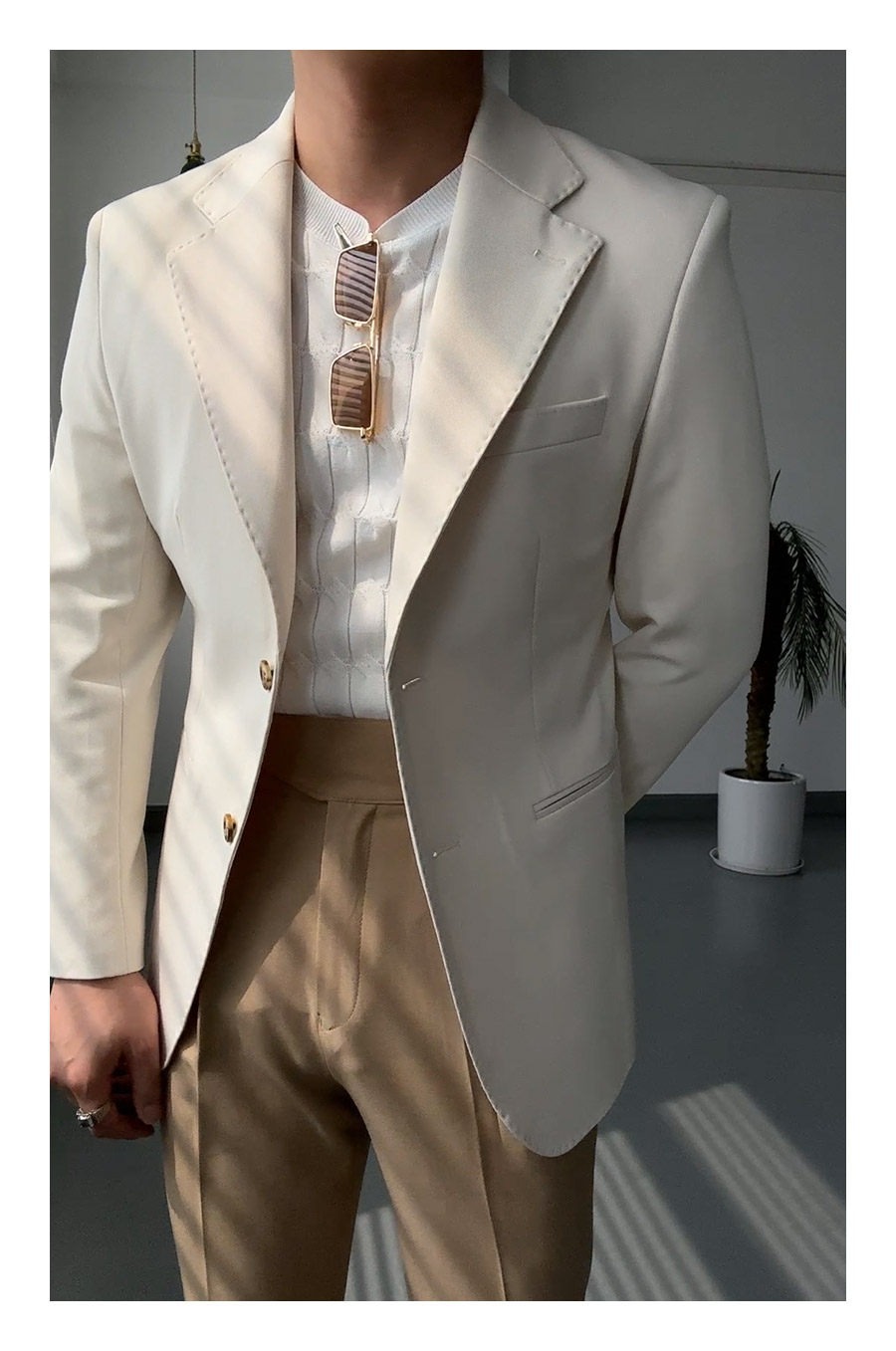 Herren Slim Fit Strick Polohemd Einfarbiges Lässiges Sommeroberteil_voghion.com