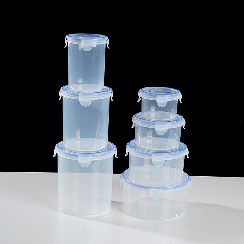 Caja de preservación de mascotas, lata de sellado de presión transparente redonda, lata de plástico, caja de almacenamiento de alimentos de granos, lata de almacenamiento