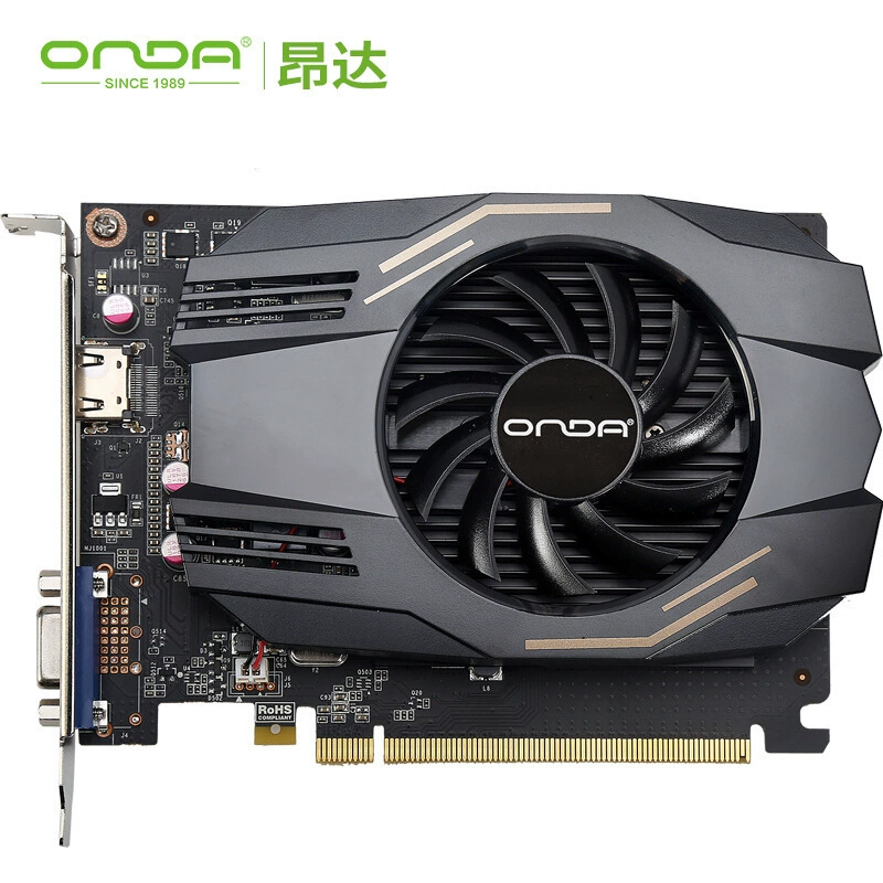 Совместимый видеокарта Onda GT1030 модель 2G DDR5 для игр, независимая графика, настольный ПК, один вентилятор, короткая карта