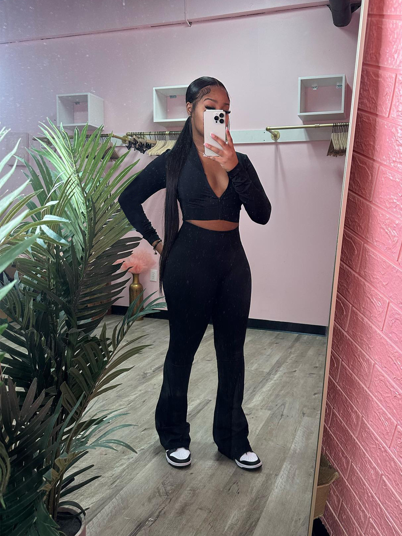 Women Clothing Basic Solid Color Short Top High Waist Bootcut Sports Casual Three Piece Suit Suit
