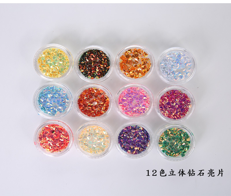 12 colores de uñas belleza Ojo Maquillaje Glitter lentejuelas cerámica suave fruta pieza perla polvo Delgado mezclado accesorios la joyería BRICOLAJE