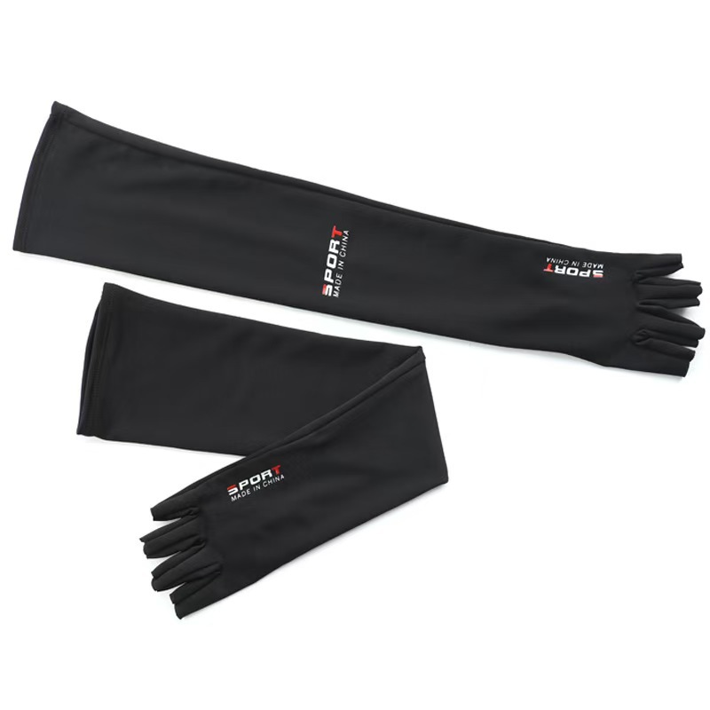 Sun protection half-finger ice sleeves for men, extended fingerless design for cycling and driving, ice silk arm sleeves, half-finger non-slip sun protection gloves for women in summer