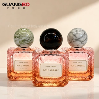 菱形切面方瓶香水瓶大理石球形盖分装瓶 可印logo厂家批发