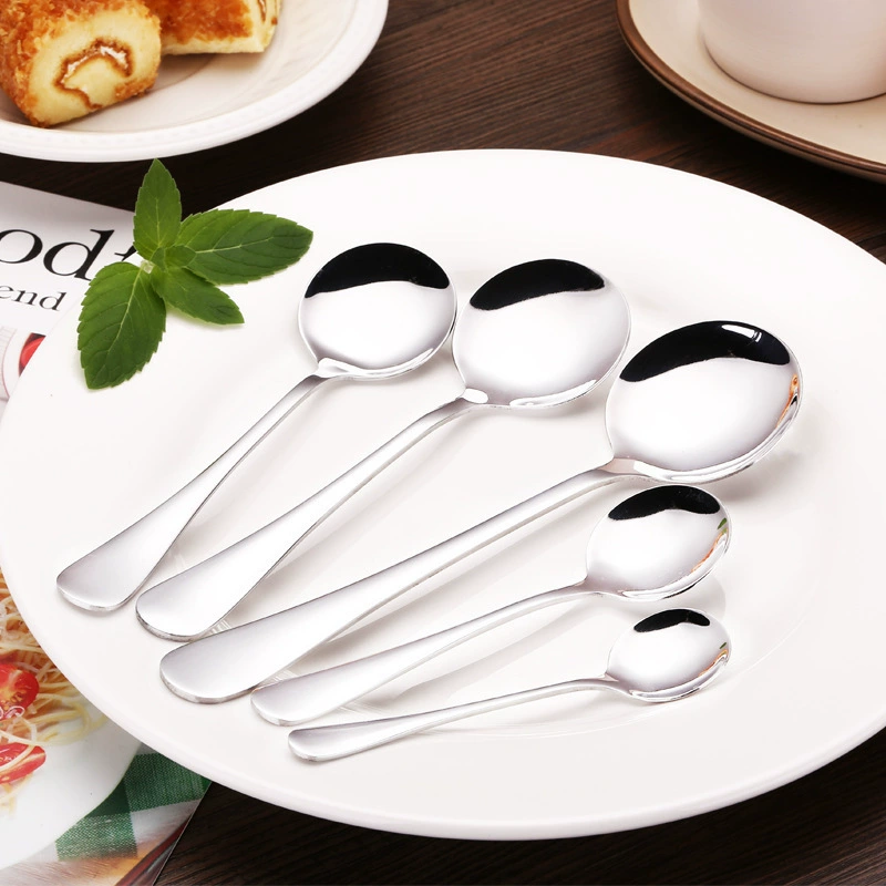 Ложка из нержавеющей стали круглая ложка кофейная ложка десертная ложка Отель Ресторан рисовая ложка детский сад ложка