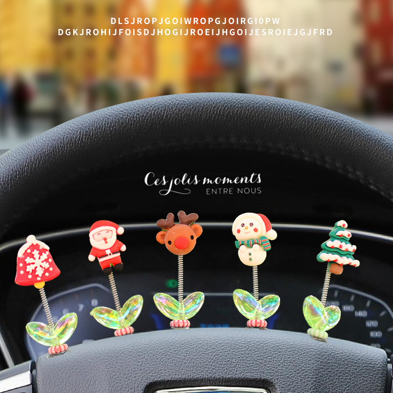 Navidad transfronteriza vacaciones creativo muñeco de nieve santa claus dibujos animados mini decoración de escritorio regalos artesanales decoración de coche