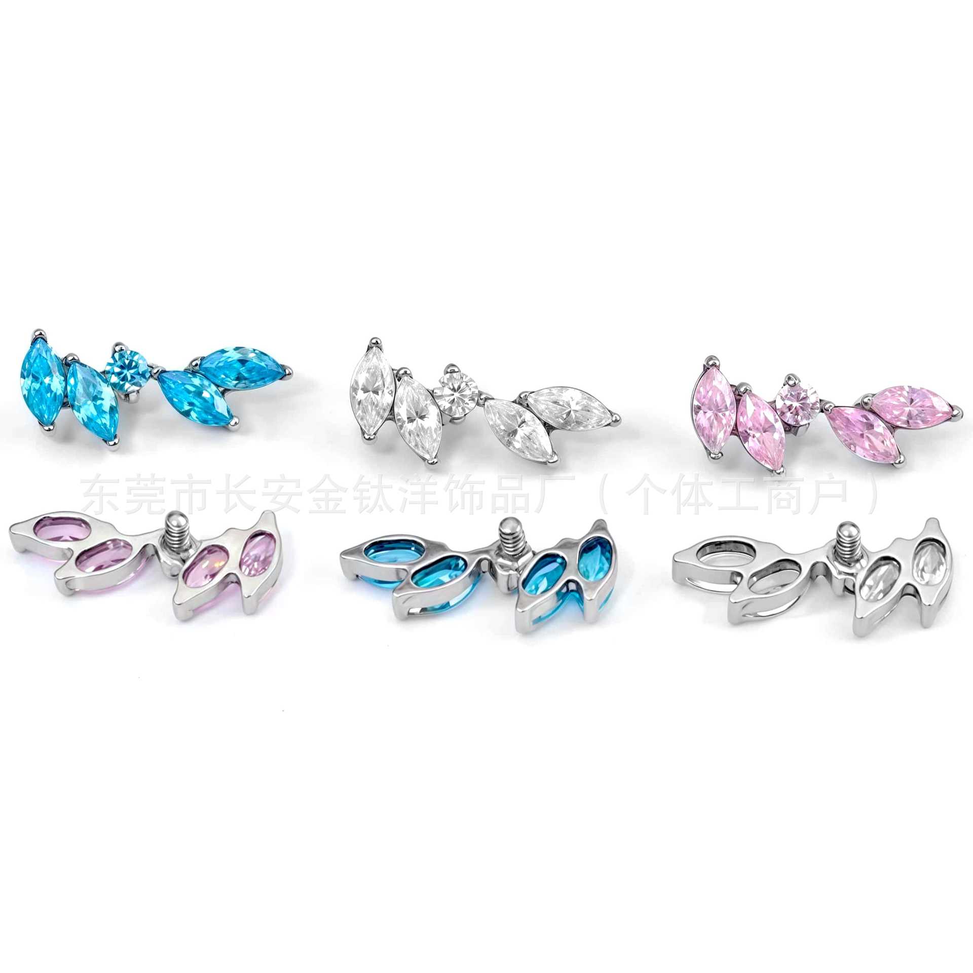 Titanium Horse Eye Leaf Zircon Lip Nail Nose Nail Ear Nail G23 Alloy Piercing Jewelry Ear Bone Nail Cochlear Nail detail image 8