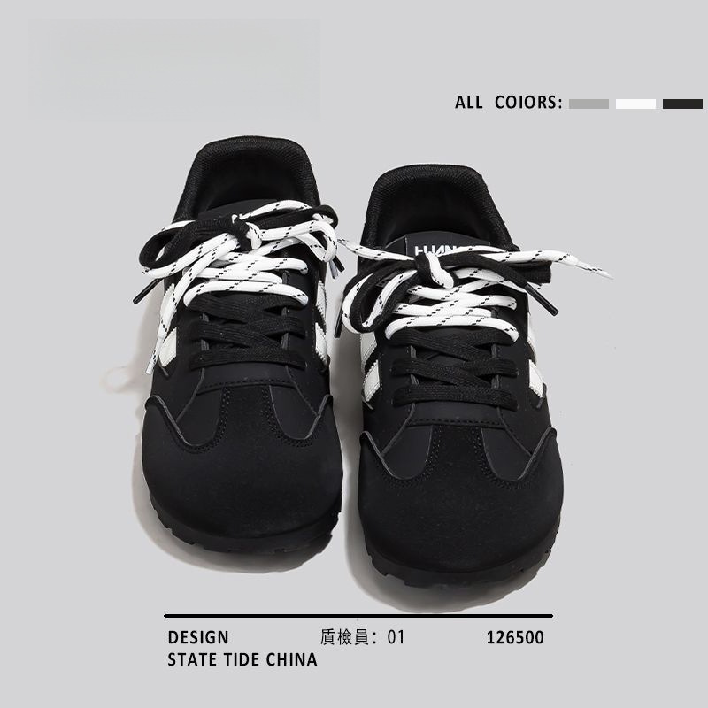 Universal Black Versatile German Training Shoes for Women 2025 Hot Retro Casual Soft-Soled Lightweight Student Campus Style Racing Shoes