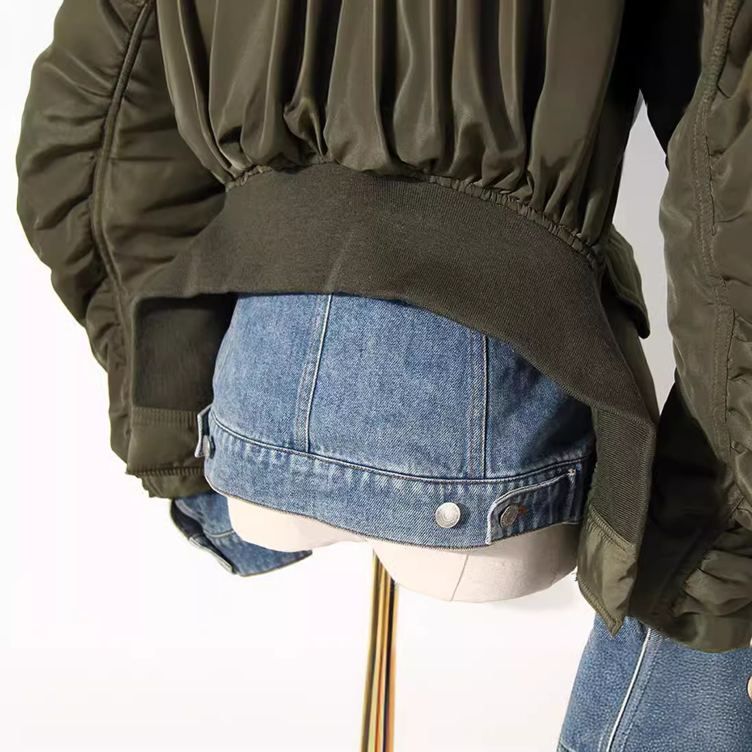 Women's Clothing design loose color matching denim cotton jacket coat women's small_voghion.com