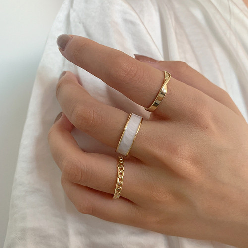 Korean version of three sets of combination drip rings for women ins European and American high-end light luxury temperament gold open ring