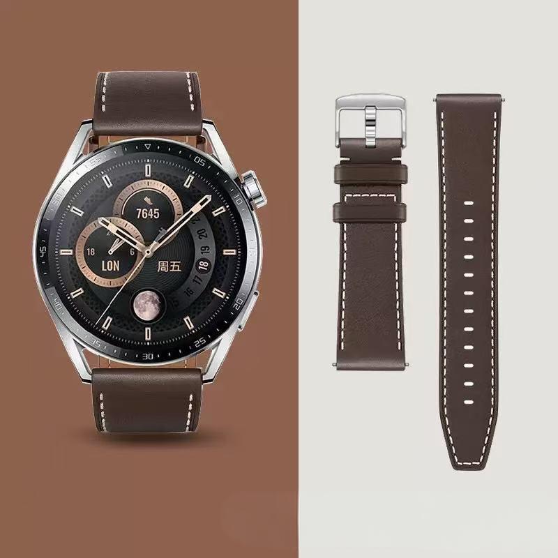 Suitable for Huawei Gt3 Leather Strap 18/20/22mm Flat Tail Model Gt4/Gt5 Smart Watch Gt6Pro Wristband