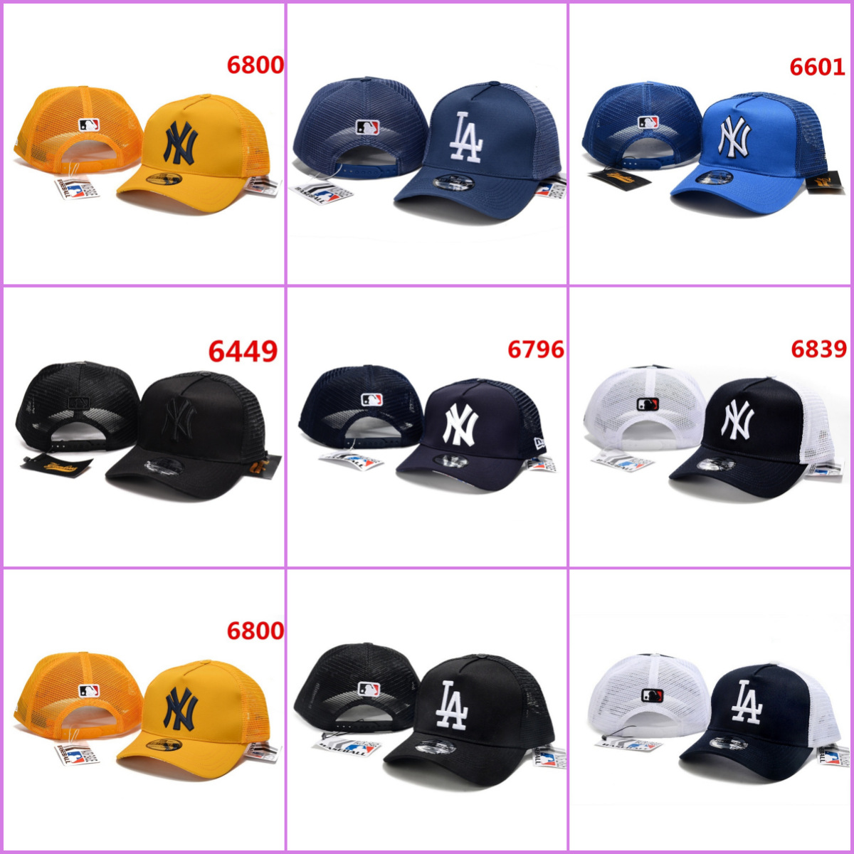A-Quality Yankees Ny/La Embroidered Baseball Caps, Full Range of Hot-Selling Adjustable Caps, Export Dropshipping