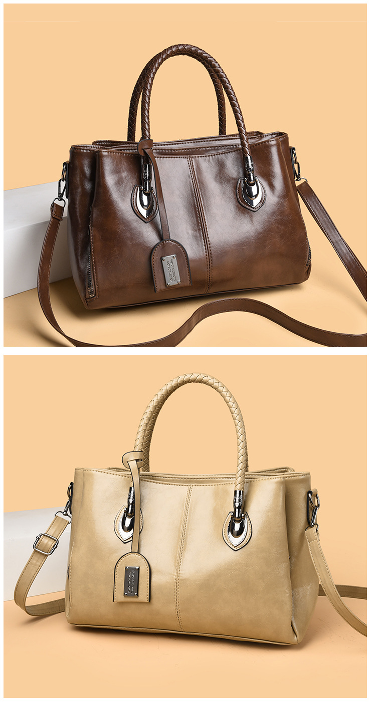 European and American retro women's bag trend, new cross-border hand-held shoulder crossbody bag made of oil wax leather for export, one piece, global consignment Application Scenario