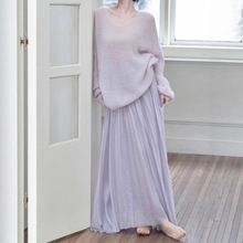 搭配开春韩系穿搭一整套装女2025早秋女装紫色毛衣半身裙两件套装