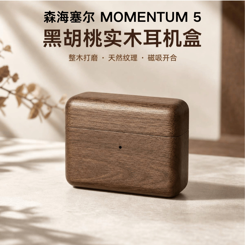 Solid wood earphone case, suitable for Sennheiser MOMENTUM 5 earphones, American walnut wood earphone shell Solid wood earphone case, suitable for Sennheiser MOMENTUM 5 earphones, American walnut wood earphone shell