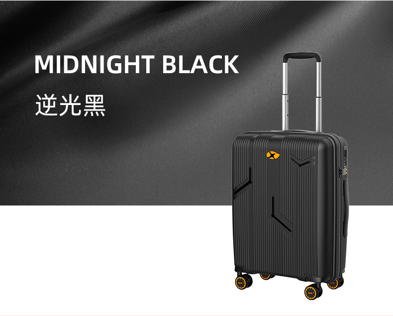 Vali kéo nhựa PC 20 inch dung tích lớn, mật khẩu, kiểu mới — đen chi tiết 26