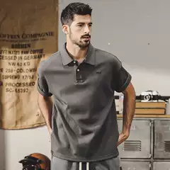 American Polo Shirt Men's Short Sleeve Summer Streetwear Loose Turn-Down Collar T-Shirt Japanese Retro Casual Half Sleeve Top
