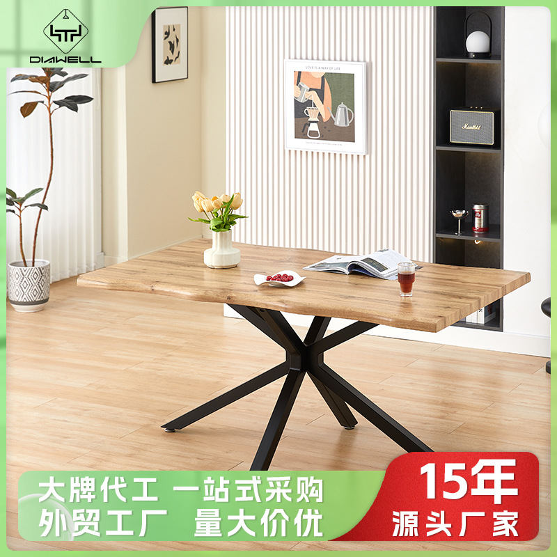 American industrial loft pegatinas de madera maciza mesa de conferencias de oficina mesa larga mesa de hierro forjado rectangular MDF mesa de comedor