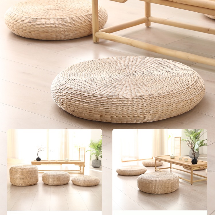 Cojín de futón de tejido de paja, almohadilla de meditación de tatami japonés, almohadilla de culto al budista, almohadilla de rodillas, almohadilla de piso doméstica