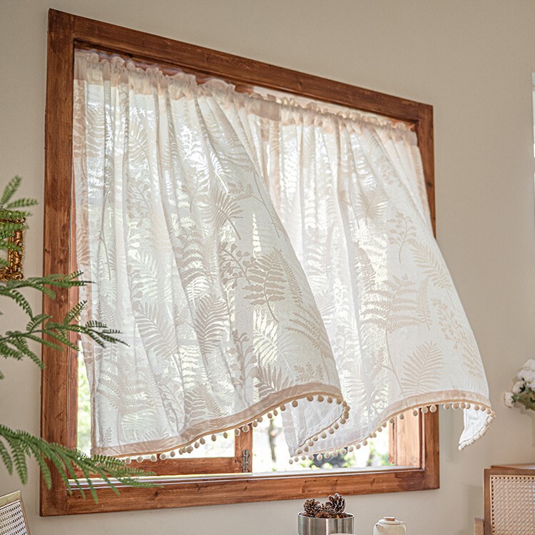 Curtains Are Light-Transmitting and Opaque Gauze Curtains 2025 New Lace Punch-Free Installation Complete Set of Bay Window White Gauze Curtains