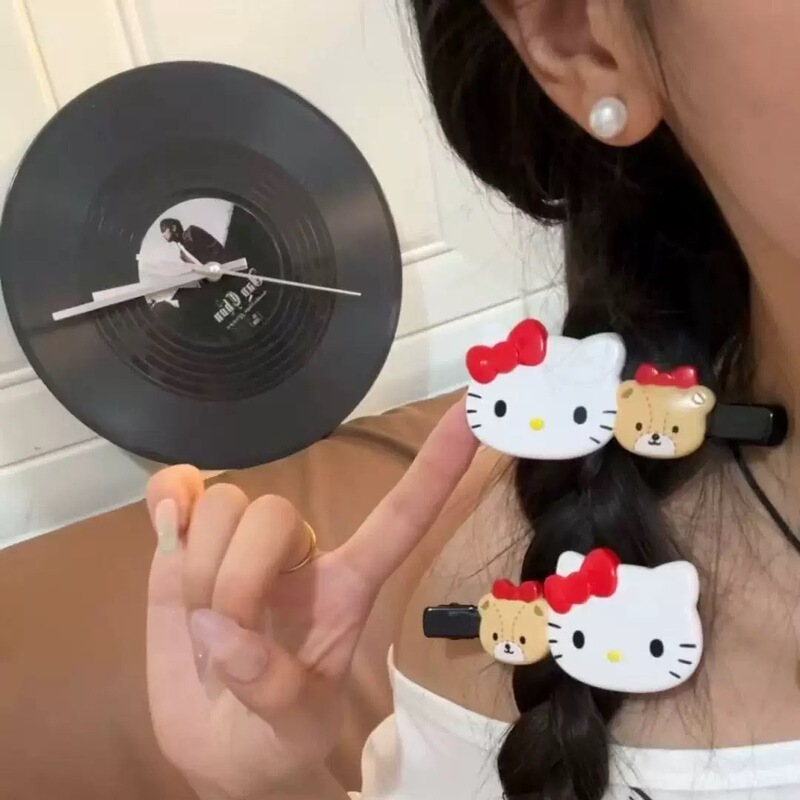 三丽鸥kitty与小熊发夹无痕夹长款刘海夹甜美少女心长款刘海夹|undefined