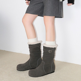 4cm��Ƥ�����߷��ۃɴ�ѩ��ѥ2025���¿�ӽq��ů��Ь������Ͳѥ