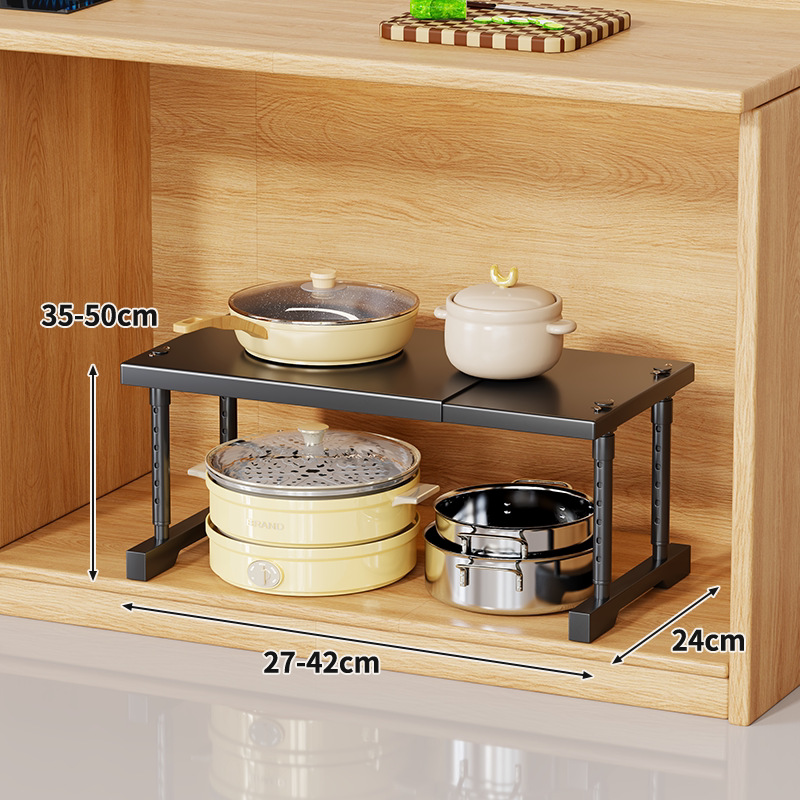 Estante Extensible de Cocina de Acero al Carbono Multifuncional para Encimera y Gabinete