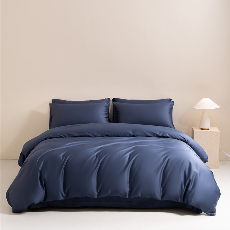 Luxury Solid Colour Four-piece Bedding Set Cotton Sateen Bed Sheet_voghion.com