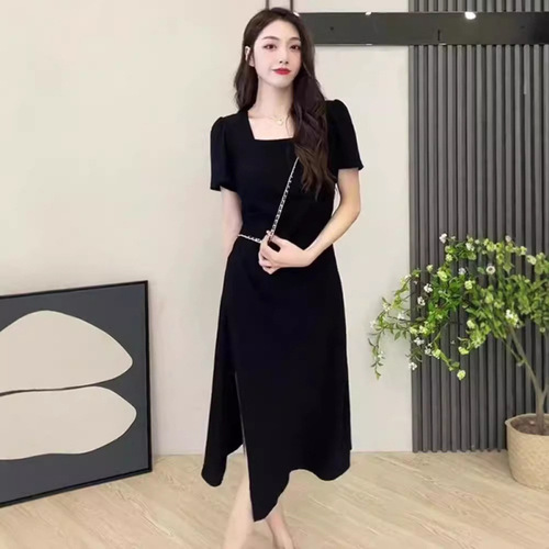 Designer Mini Dress for Kids Summer 2025 New Tea Party French Split Pear Shaped Plus Size Long Skirt
