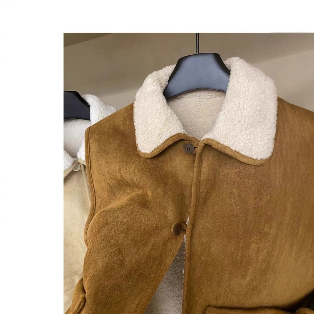 Meilad coreano estilo de moda de piel de ciervo chaleco de invierno nuevo interior de lana de cordero hombre pequeño hombro