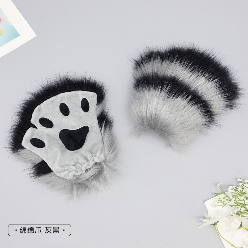 代装手作りぬいぐるみLolita獣耳獣爪アクセサリーソフト萌え妹猫娘INS猫爪半指手袋|undefined
