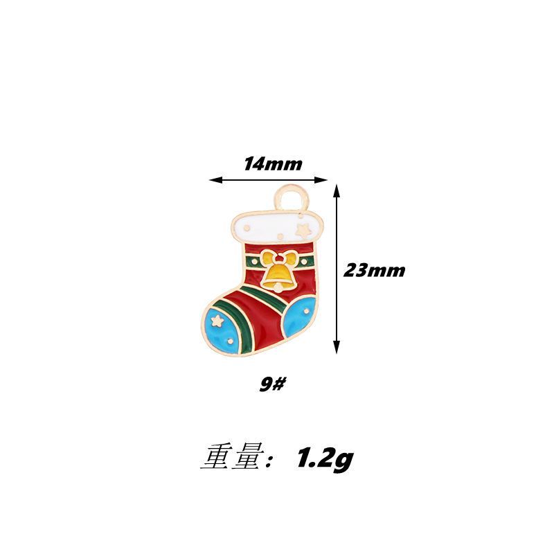 跨境圣诞节卡通DIY饰品配件滴油合金圣诞老人雪花麋鹿耳饰吊坠配|undefined