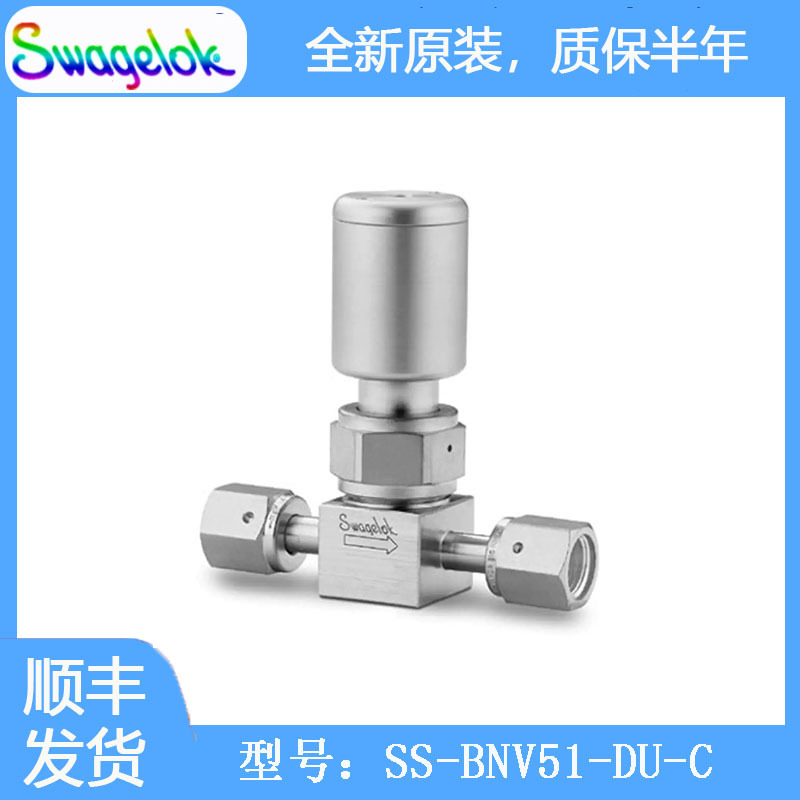 世伟洛克 (SS-BNV51-DU-C) 316L 不锈钢高纯波纹管密封阀，1/4 in